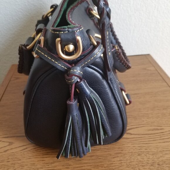 DOONEY & BOURKE FLORENTINE MICRO SATCHEL NAVY BLUE LEATHER - Picture 6 of 14